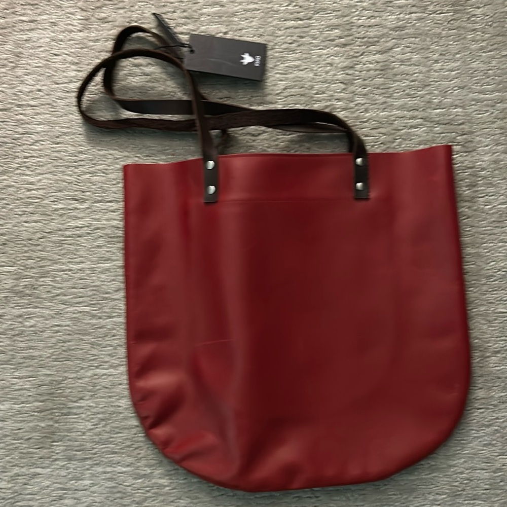 Red Kiko Distressed leather bag with brown leather straps